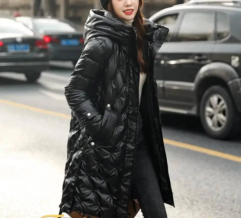 Winter Female Fashion Long Cotton-padded Coat Womens Casual Hooded Parkas Womens Winter Jacket Coat Down Jacket