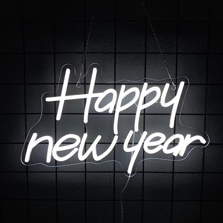Happy New Year Neon Sign, Led Letter Icon, Used For Family, Bedroom, Spring Festival Party, Christmas Decor, Gifts For Friends.