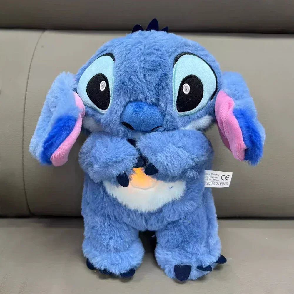 2025 New Lilo&Stitch Plush Doll Breath Child Peluche Kawaii Soothes Toy Anime Baby Music Light Sleep Toys Pink Stitch Kid Gifts