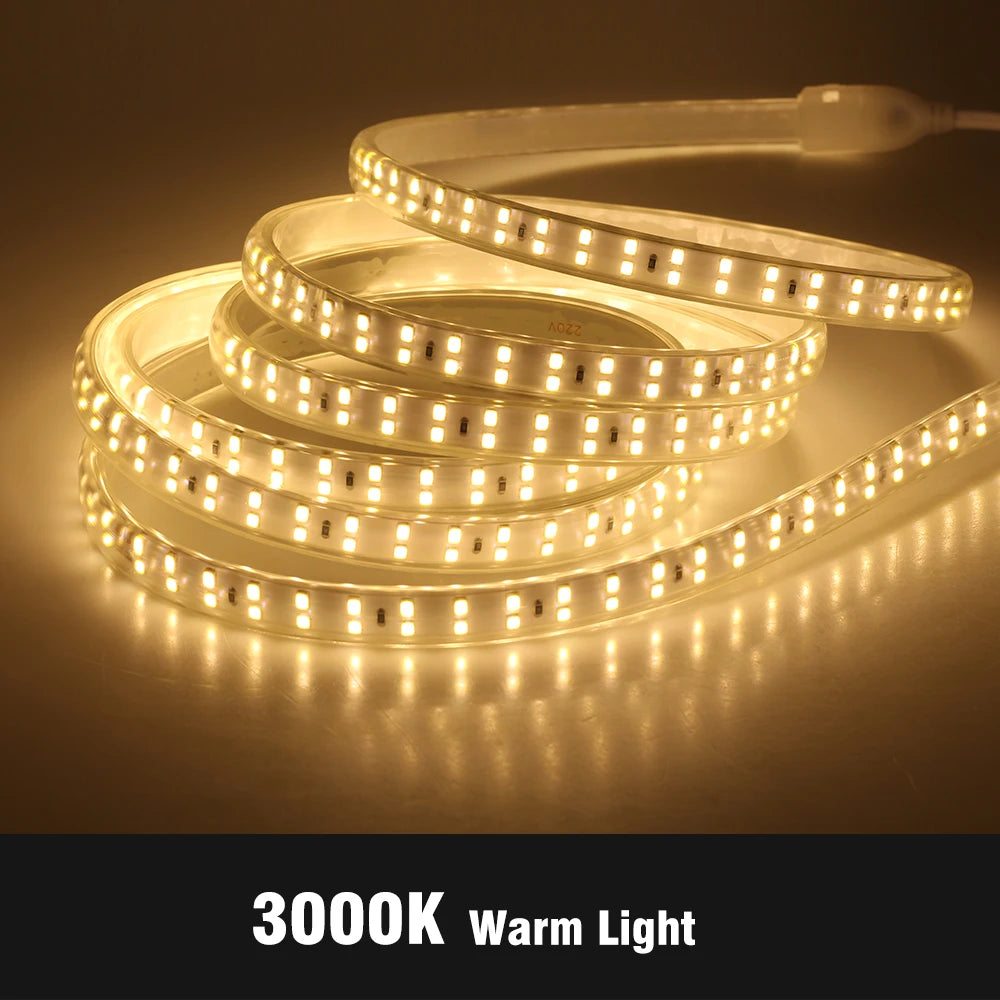 220V LED Strip 2835 High Safety High Brightness 180LEDs/m3000K 4000K 6000K Flexible LED Light Outdoor Waterproof LED Strip Light
