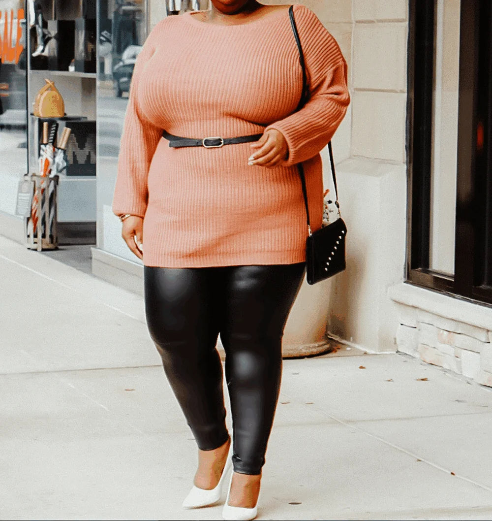 Shiny Plus Size Leggings Black 2X 3X Super Stretch Spandex Clothing PU Leather Pant Tummy Control Oversized Faux Leather Legging