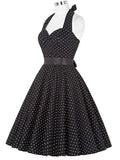 Polka Dot Dress Women Vintage Swing Halter Belt 50s 60s Rockabilly Prom Party Dresses Retro Feminino Vestidos