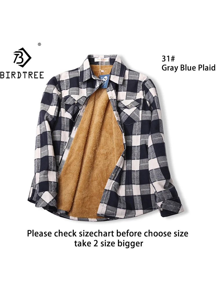 Velvet Thick Warm Women's Plaid Shirt Female Long Sleeve Tops M-5XL Winter Fleece Casual Check Blouse Autumn Clothes T77710A