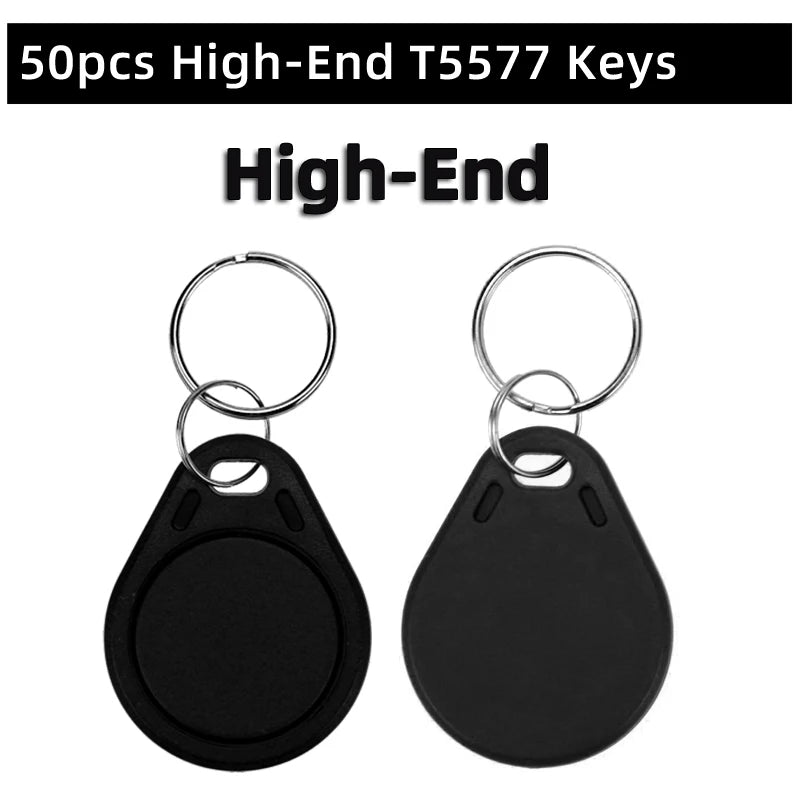 50pcs/lot EM4305 T5577 125khz Copy Rewritable Writable Rewrite keyfobs RFID Tag Key Ring Card Proximity Token Badge Duplicate