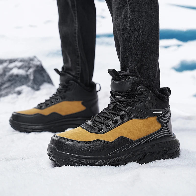 Winter Men Snow Boots  For Men Winter Warm Fur Plus Retro Boots Wear-Resistan Leisure Comfort Vintage Style Boots Men