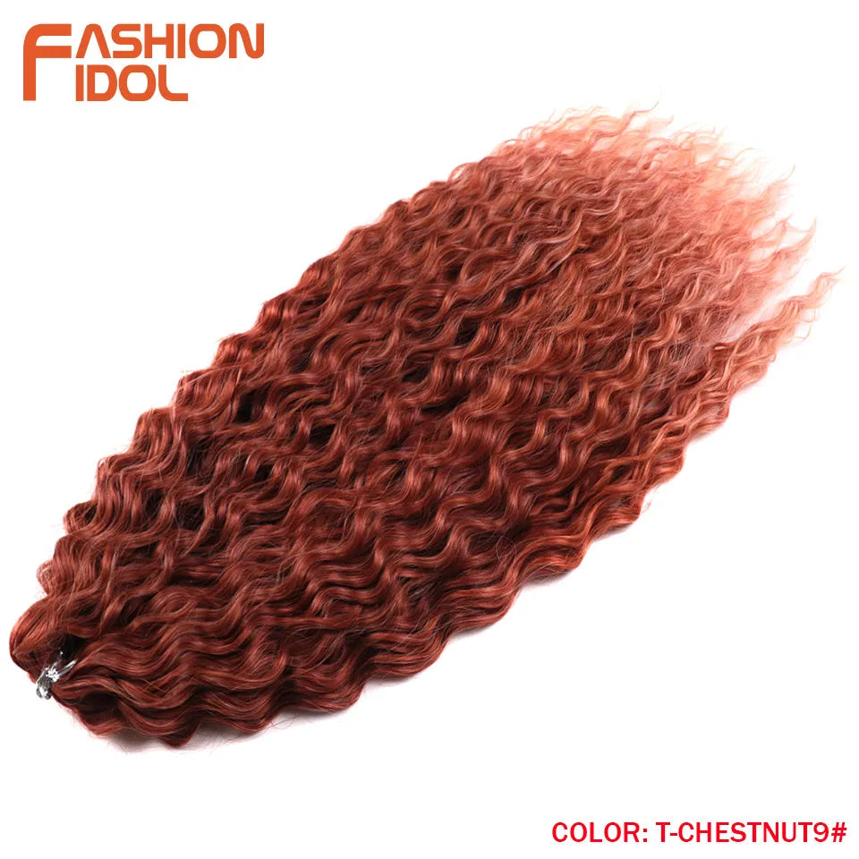 FASHION IDOL Ariel Twist Crochet Hair Synthetic 22 Inch 300g 3 Bundles Water Wave Hair Extensions Ombre Blonde Braid Curly Hair