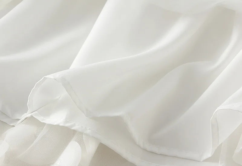 Autumn Winter 3D Circular Applique Mesh Long Skirts 2024 Korean Fashion Hepburn Style High Waist A-LINE Skirt