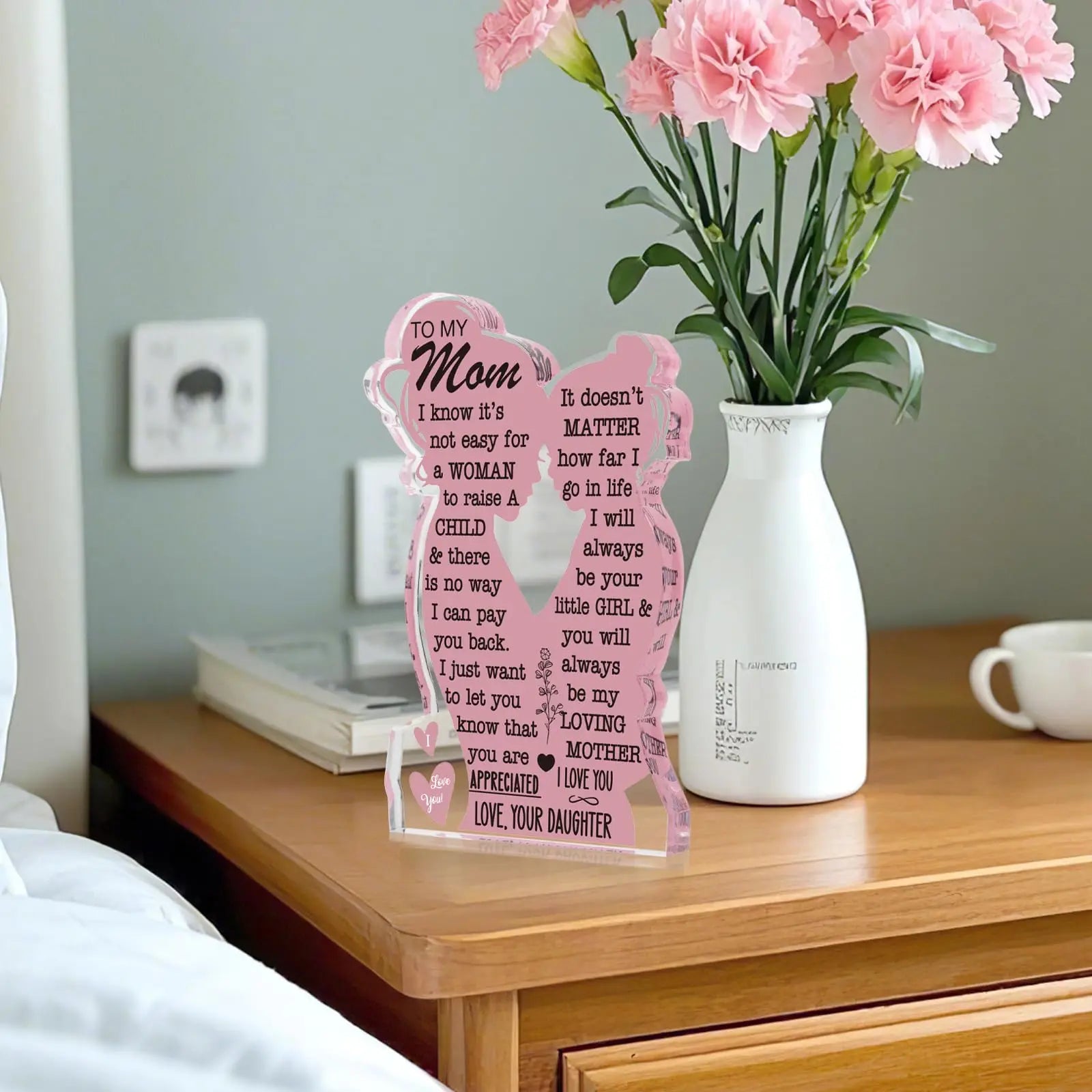 2025 Mother's Day Gift Acrylic Plaque Sign Mom Gifts Mothers Day Gifts from Daughter Mom Birthday  I Love Mom Best Mom Ever Gift
