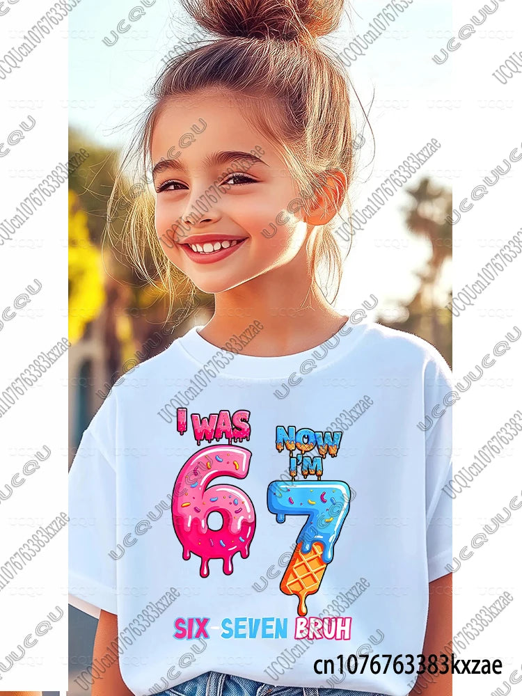 67 Meme Funny Christmas Tshirt for Kid Casual Cotton Short Sleeve Boys Girls Comfortable Top Street Fashion Parent Child Clothes