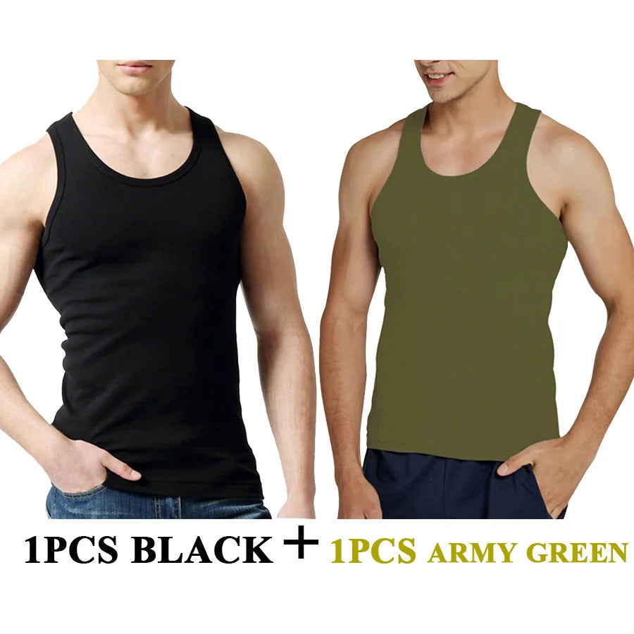 Tank Tops Men 100% Cotton Solid Vest Male Breathable Sleeveless Tops Slim Casual Gym Running Comfortable Undershirt Mens Gift