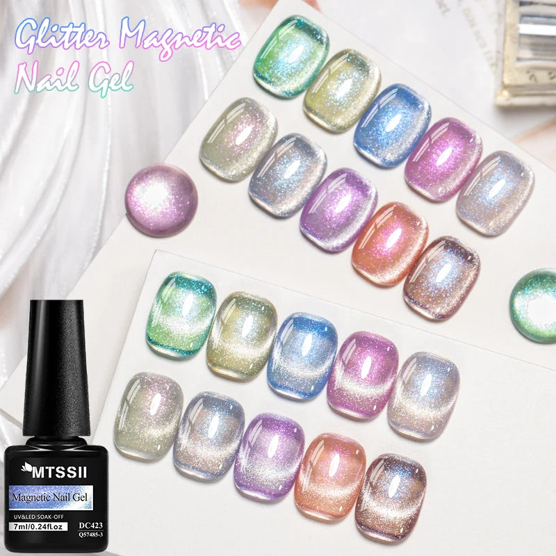Auroras Glitter Cat Magnetic Gel Gel Polish Sparkling Glitter Laser Semi Permanent Soak Off UV Gel Varnish Manicure Nail Art DIY