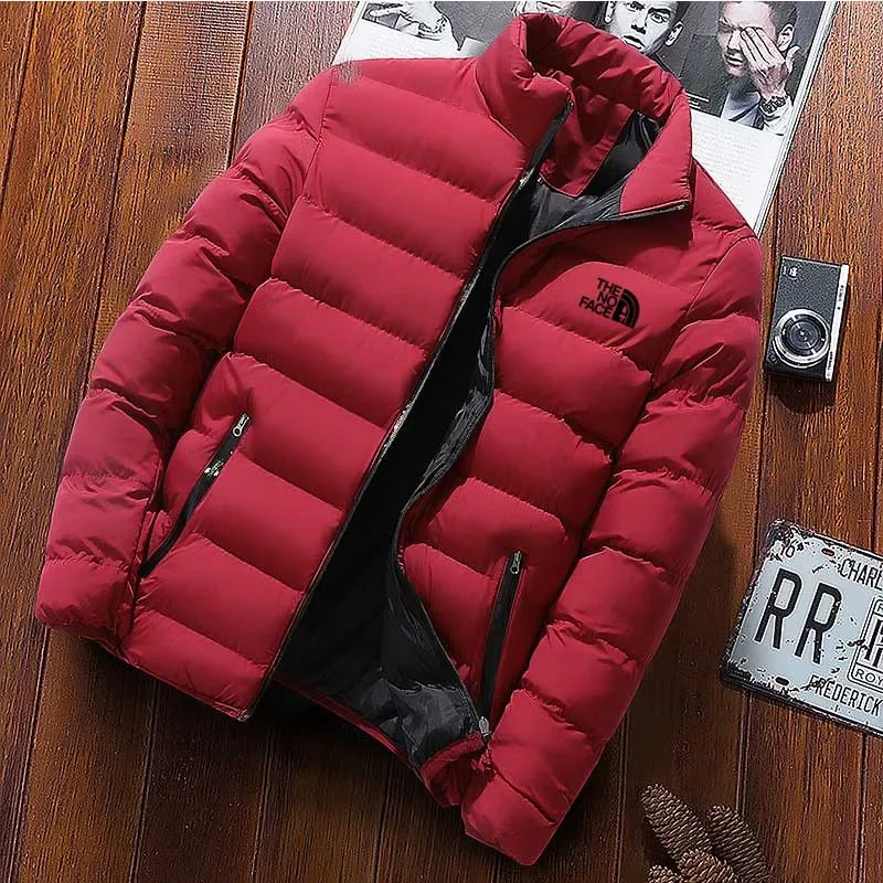 Winter 2025 men's jacket, men's casual wear, solid high neck jacket, men's windproof cotton padded jacket, fashionable and comfo