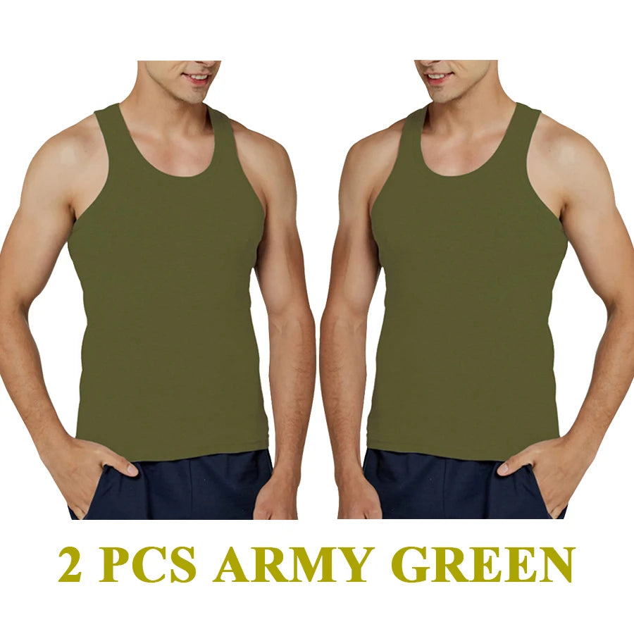 Tank Tops Men 100% Cotton Solid Vest Male Breathable Sleeveless Tops Slim Casual Gym Running Comfortable Undershirt Mens Gift