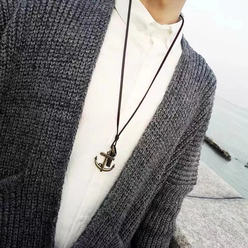 Colar Choker necklaces & pendants Men Necklace Fashion Jewelry Vintage kolye Leather Necklaces Men Statement Necklace for Women