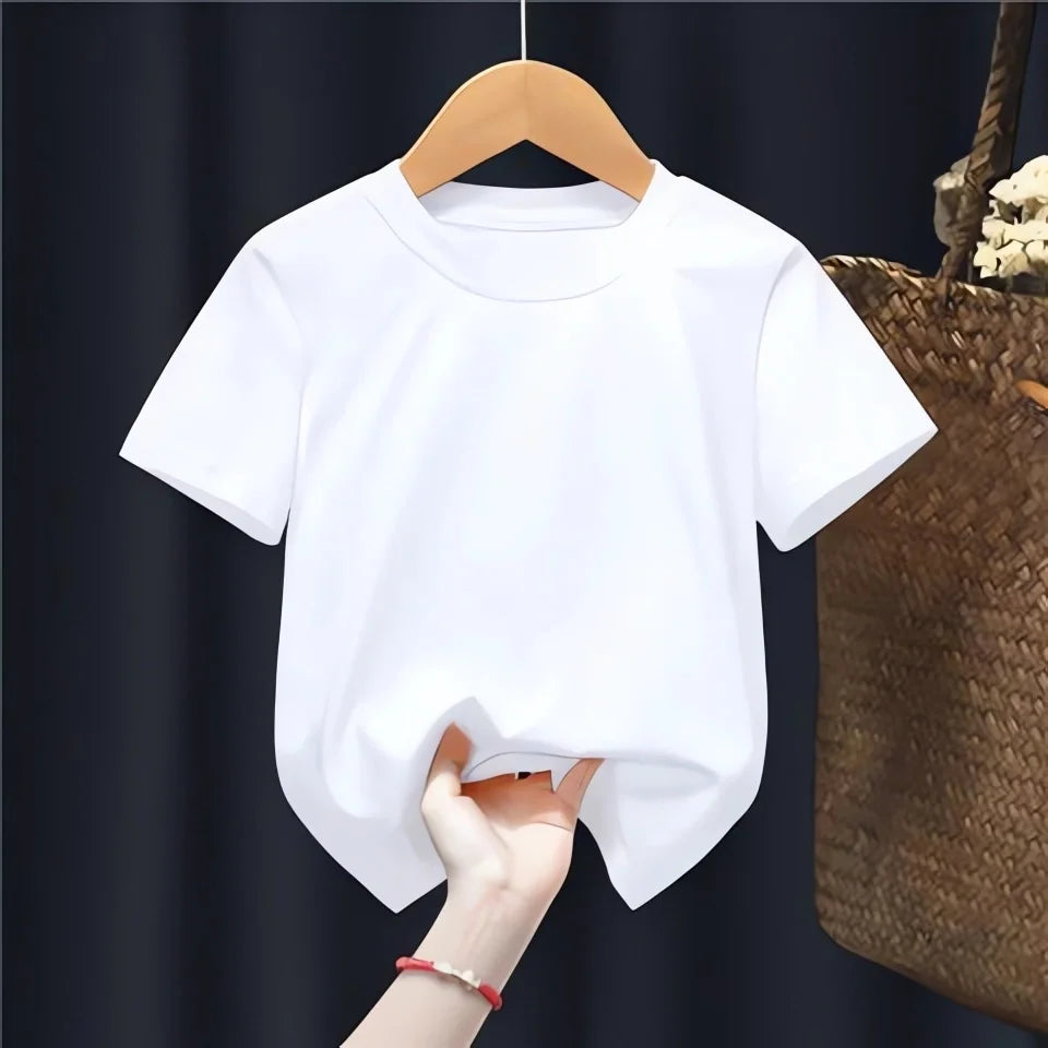 KPop Demon Hunters T-shirt for Children Cartoon A-Z Letters Tee Top White Round Collar Clothes Kids Short Sleeve Clothing Gift