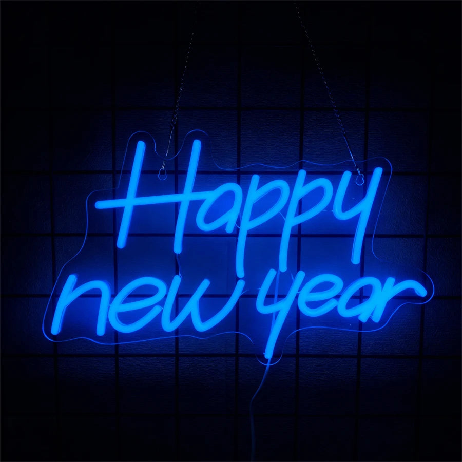 Happy New Year Neon Sign, Led Letter Icon, Used For Family, Bedroom, Spring Festival Party, Christmas Decor, Gifts For Friends.