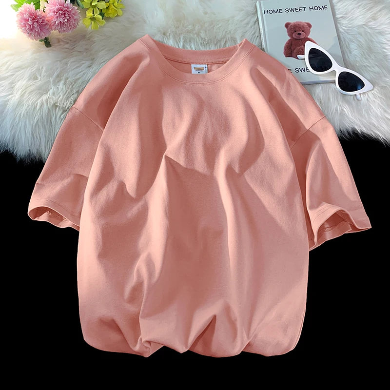 Oversized Summer Short Sleeve Men's T Shirt New Fashion Solid Loose O-Neck T Shirts Mens Cotton Hip Hop Streetwear Top Tees 5XL