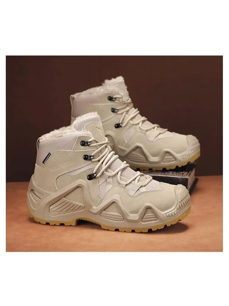 Winter Snow Men‘s Shoes Warm Fur Sneakers Training Waterproof Straps Outdoor Hiking Breathable Shoes Multifunctional Motorcycle