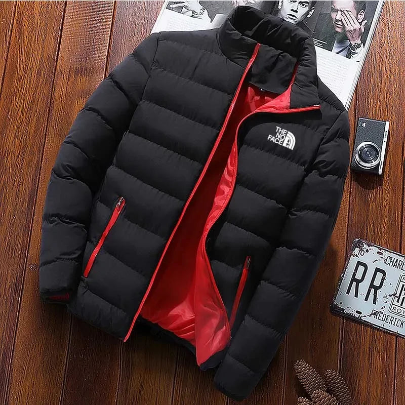 Winter 2025 men's jacket, men's casual wear, solid high neck jacket, men's windproof cotton padded jacket, fashionable and comfo