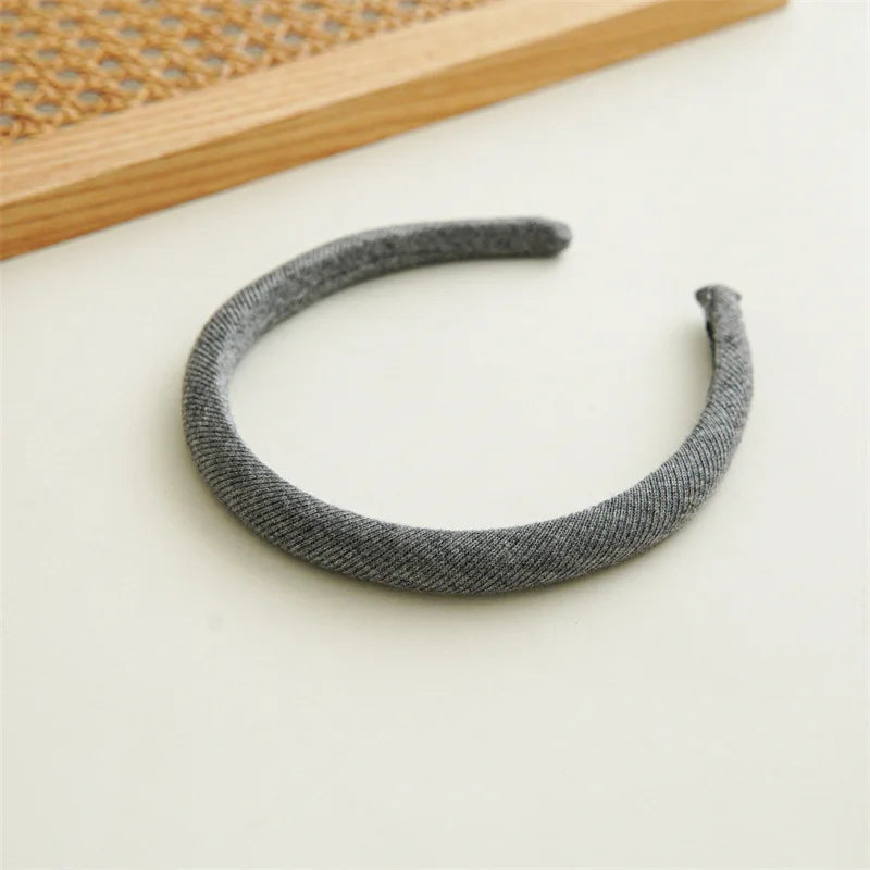 Winter milk white narrow edge hairband for Women Simple ,fresh solid-color fabric Versatile high-crown headband hair accessory