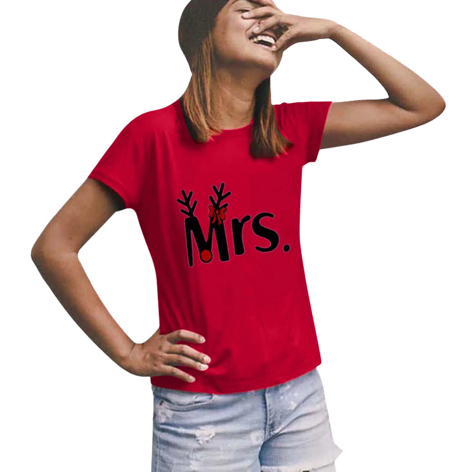 Merry Christmas Family Parent-child Clothing T-shirt Mr.and Mrs.Couple Short Sleeve 3D Printed Tops Unisex Kids Fashion Tees