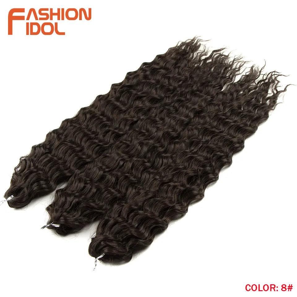 FASHION IDOL Ariel Twist Crochet Hair Synthetic 22 Inch 300g 3 Bundles Water Wave Hair Extensions Ombre Blonde Braid Curly Hair