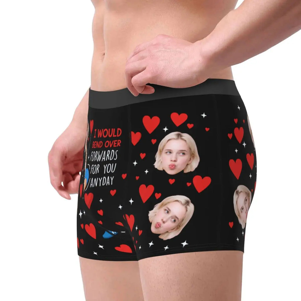 Valentine's Day Men's Personalized Face Photo Custom Underwear Design Your Own Boxer Briefs Panties Underpants For Husband