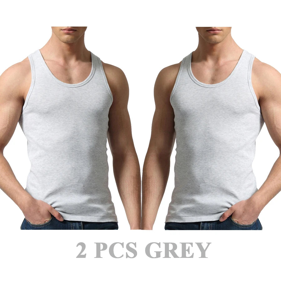 Tank Tops Men 100% Cotton Solid Vest Male Breathable Sleeveless Tops Slim Casual Gym Running Comfortable Undershirt Mens Gift
