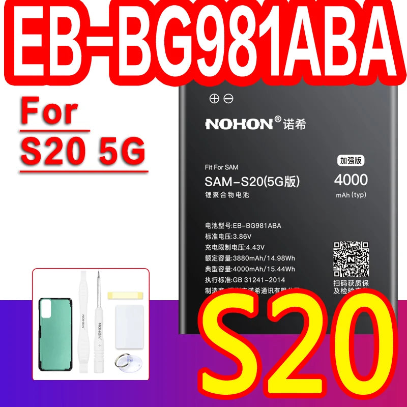 NOHON Battery For Samsung Galaxy S8 S9 Plus S10e S10 S20 Ultra S21 FE S10x Note 10 Plus 8 S7 Edge S6 S5 A50 A30 A30S Batteries