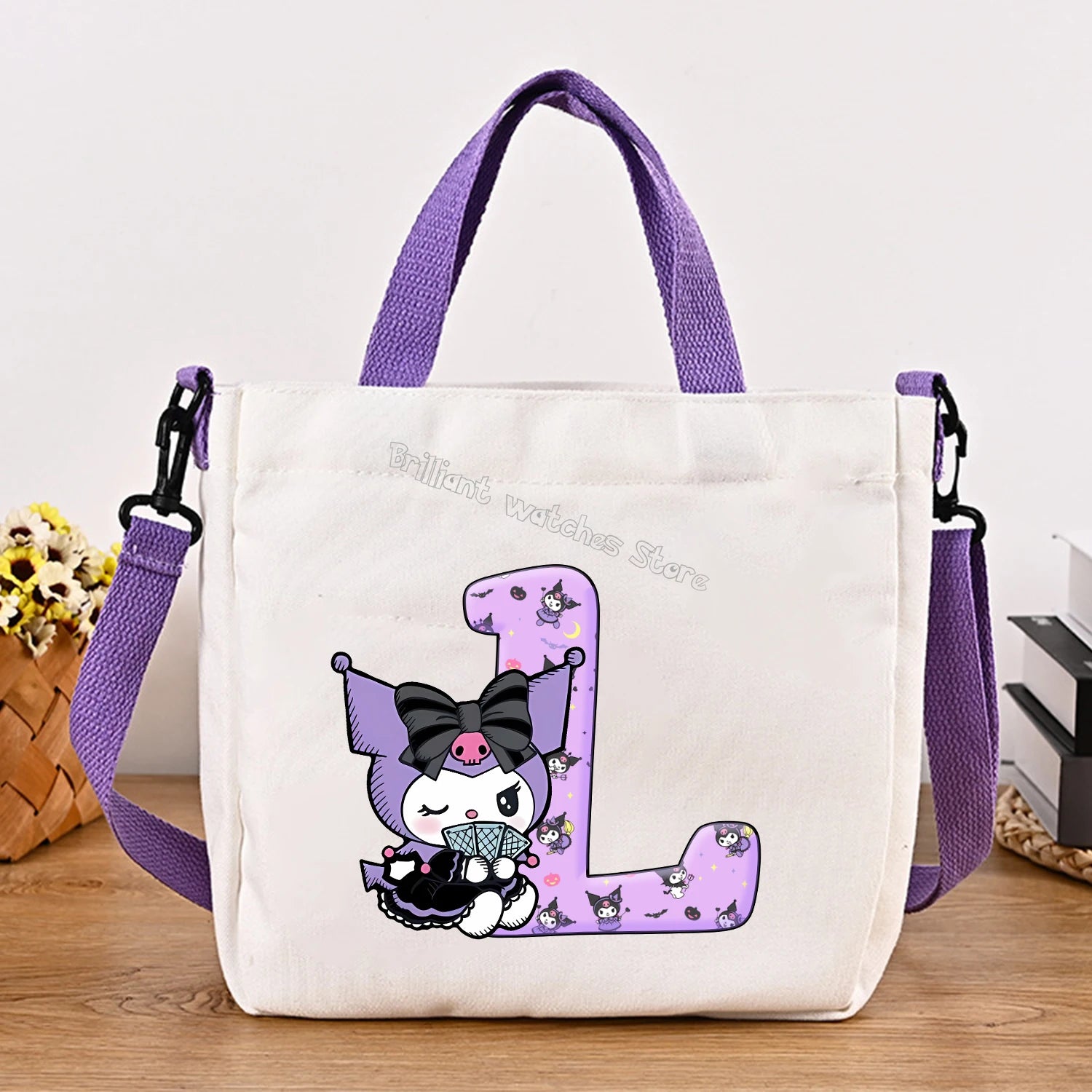 Kuromi Woman Shoulder Bag Cute Cartoon Handbag New Girls Large Capacity Crossbody Bag Fashion Portable Canvas Storage Bags Gift