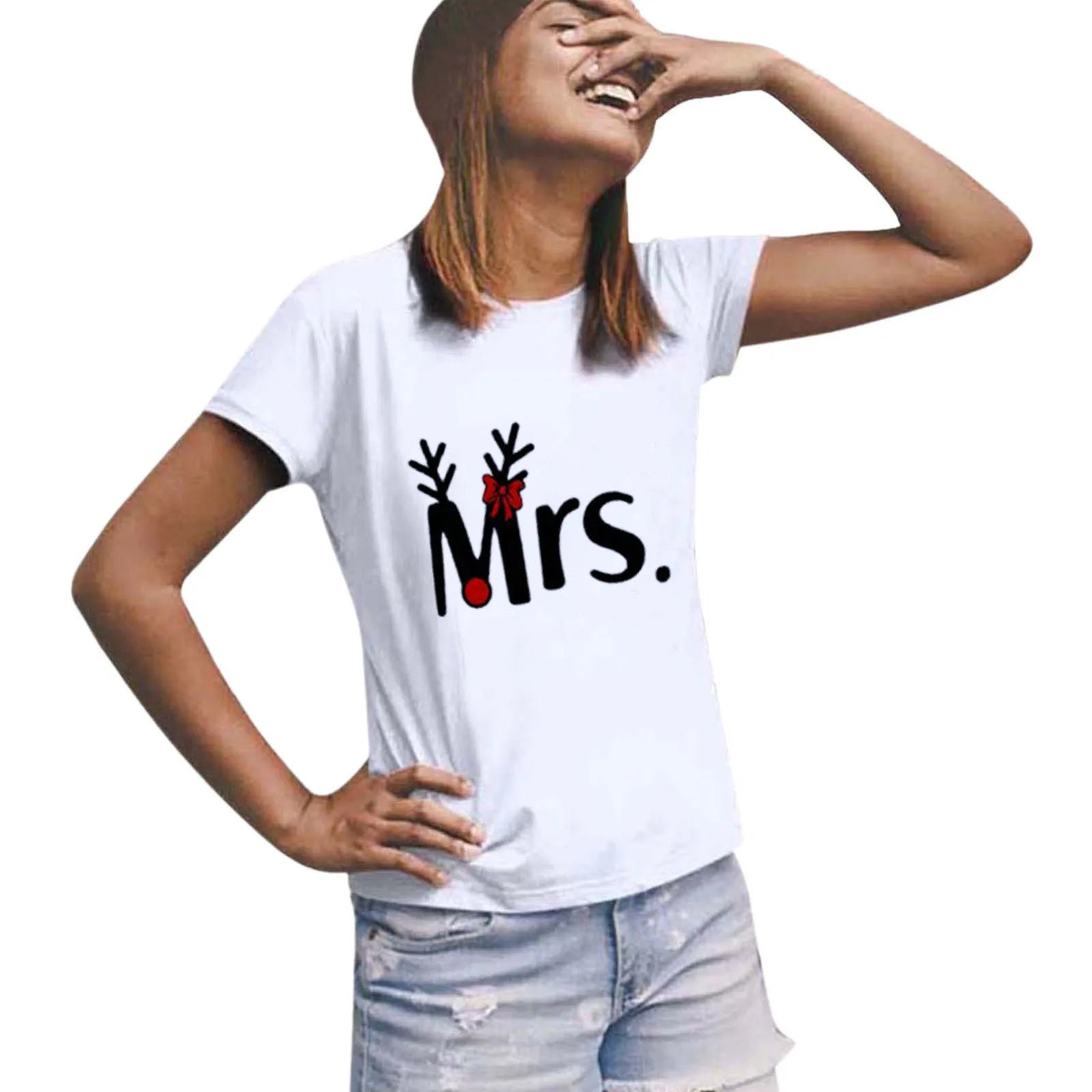 Merry Christmas Family Parent-child Clothing T-shirt Mr.and Mrs.Couple Short Sleeve 3D Printed Tops Unisex Kids Fashion Tees