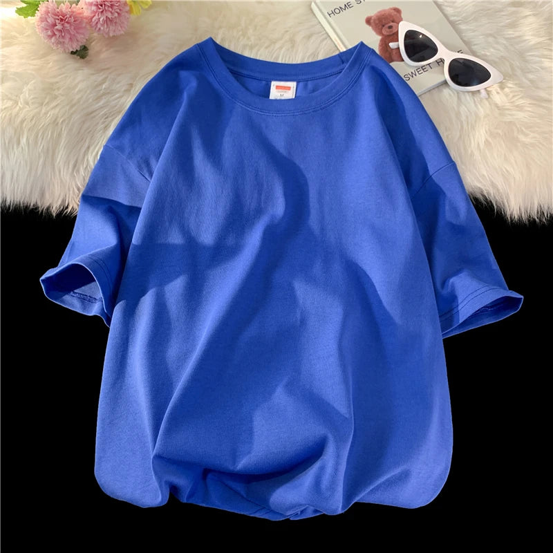 Oversized Summer Short Sleeve Men's T Shirt New Fashion Solid Loose O-Neck T Shirts Mens Cotton Hip Hop Streetwear Top Tees 5XL