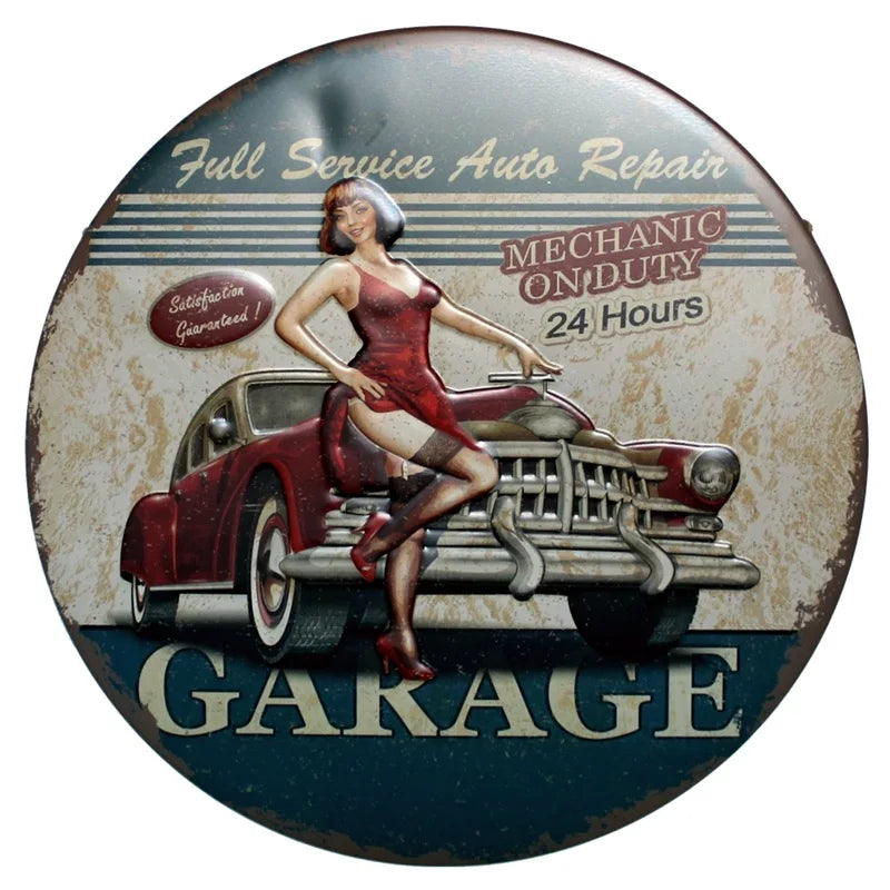 BBQ Zone Retro Plaque Metal Tin Signs Cafe Bar Pub Signboard Wall Decor Vintage Nostalgia Round Plates Christmas Gift 30CM R006