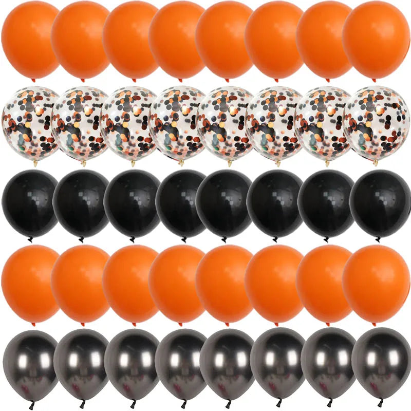 Halloween Decoration Black Orange Purple Balloon Bat Helium Ballon Confetti Metal Latex Globos Birthday Halloween Party Supplies