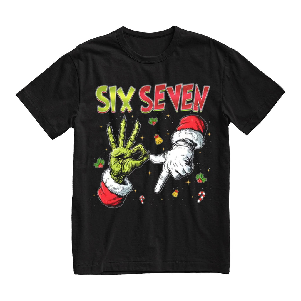 Christmas Six Seven 67 T-Shirt Funny Christmas Meme Tee Funny Christmas Parttern Printed Sweatshirt Women Family Clothing Top