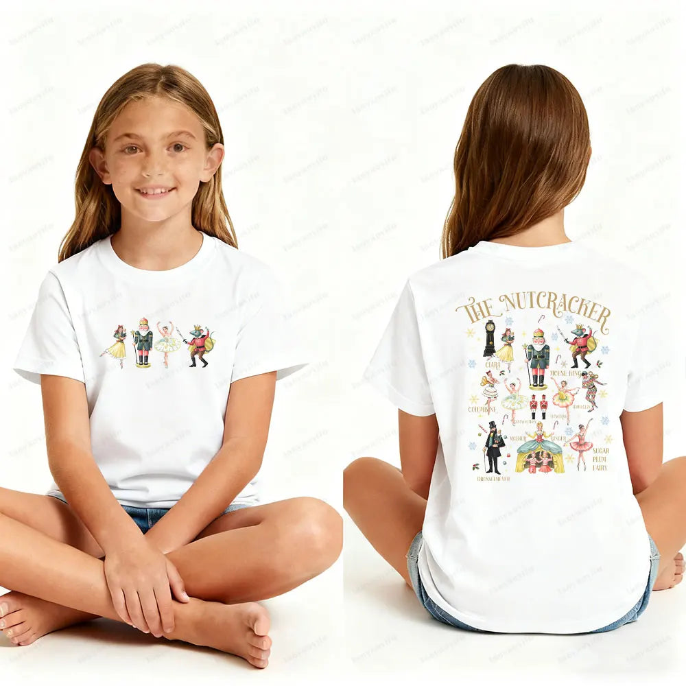 The Nutcracker Ballet Christmas Children's Gift T-shirt Tops Christmas Sugar Plum Fairy Cute Kids Tee Xmas Print Tshirt Clothes