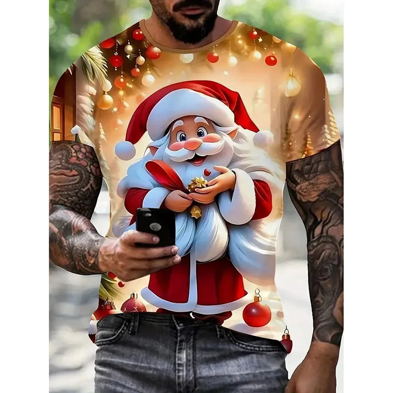 HO HO HO Happy Christmas T-shirt Unisex Cute Funny Colorful Santa Claus Print Short Sleeve T Shirts 2026 New In Kid Gift Tee