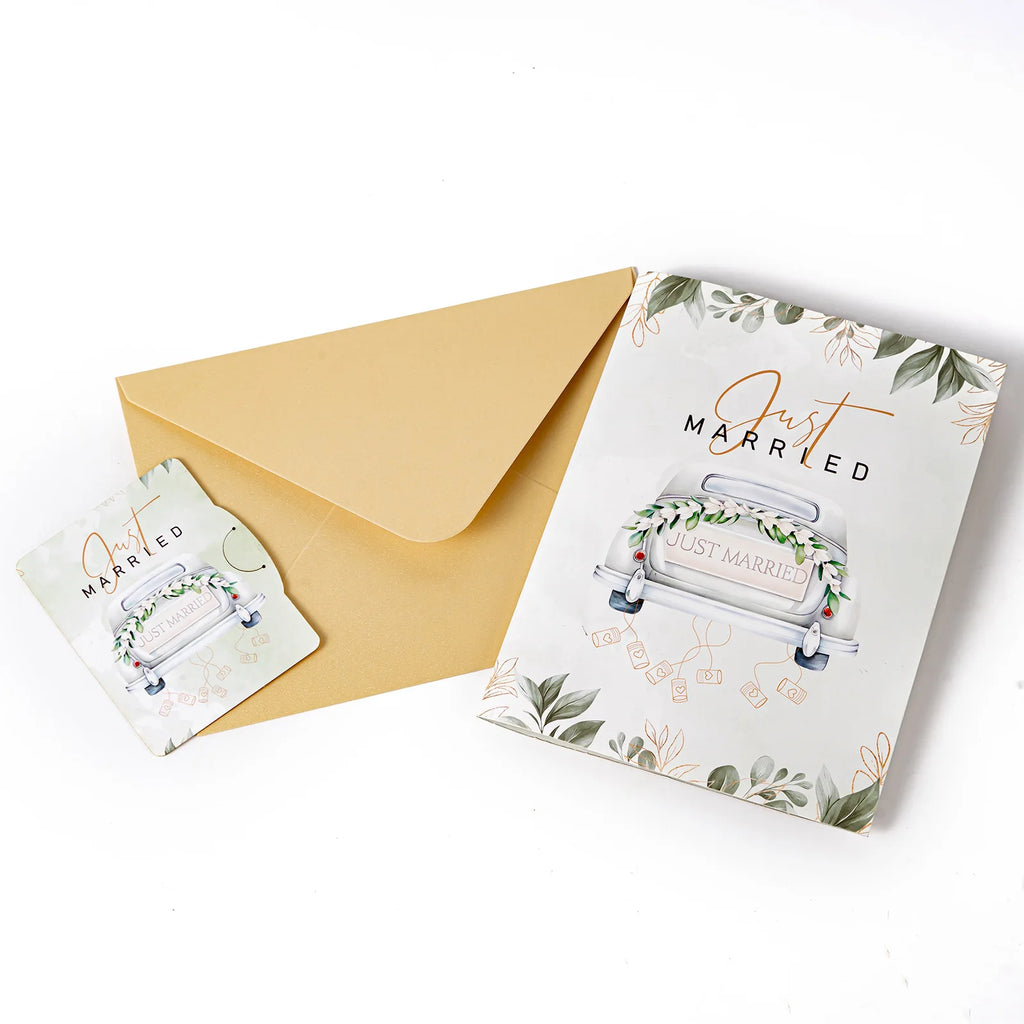 Valentine Wedding Car Balloon Flower Couple Pop up Card, Romantic 3D Greeting Card for Couples