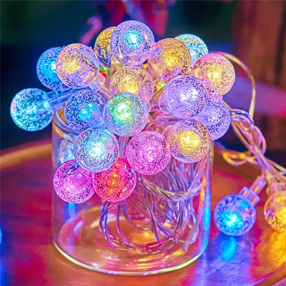 LED Bubble Ball String Lights Golden Glow Battery Operated Indoor Fairy Lights for Wedding Holidays New Year 2026 Decorations