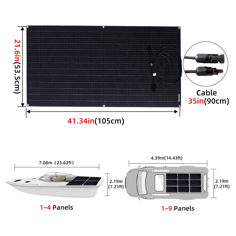 Solar Panel 110W 120W 220W 240W 18V With 9PCS By-Pass Diode ETFE Flexible Solar Cell 12v Battery Charger  For Camping RV Boat