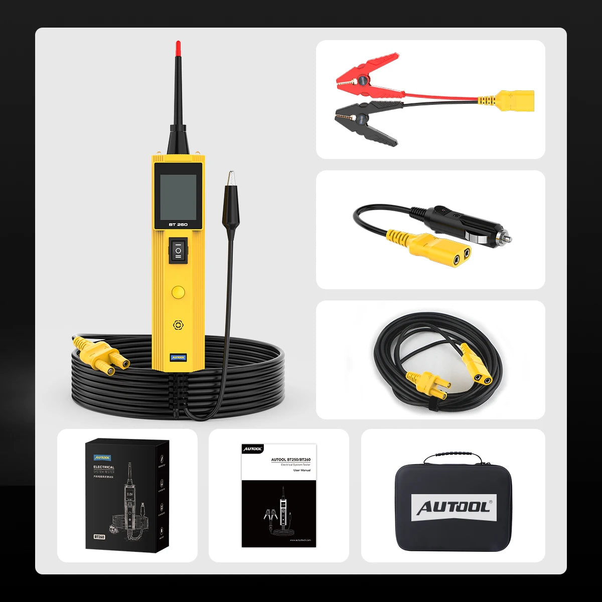 AUTOOL BT260 Car Electrical Circuit Tester Power Probe Automotive Scanner Auto LED Display Voltage Digital Diagnostic Tool pb100