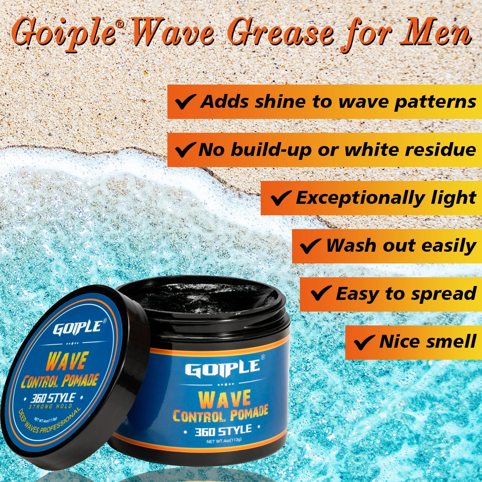 360 Styles Wave Pomade for Men Firm Hold Natural Shine Wave Training & Holding Pomade Easy to Wash Out Wave Grease