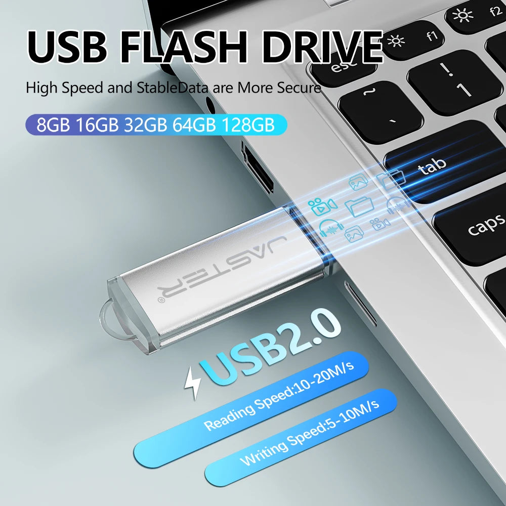 New Portable USB Flash Drives Free Custom Logo Metal Pen Drive With Key Chain Memory Stick 64GB/32GB/16GB/8GB/4GB Pendrive U Di
