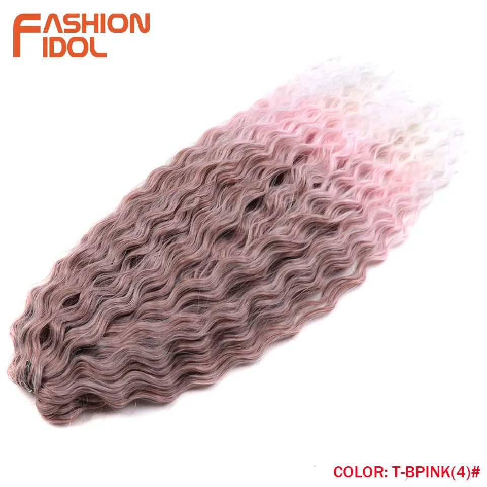 FASHION IDOL Ariel Twist Crochet Hair Synthetic 22 Inch 300g 3 Bundles Water Wave Hair Extensions Ombre Blonde Braid Curly Hair
