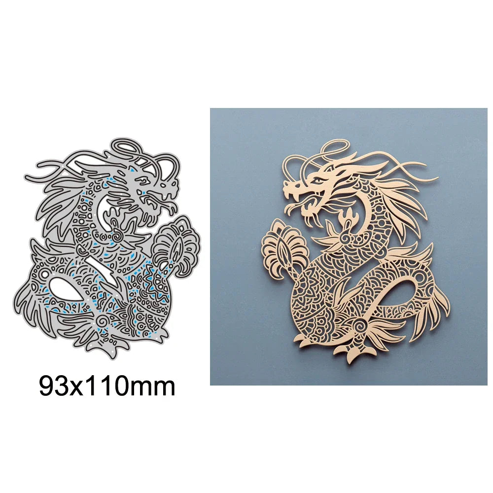Happy New Year Words Nesting Round Metal Cutting Dies Flower Dragon Chinese Element for DIY Window Decoration Paper Craft