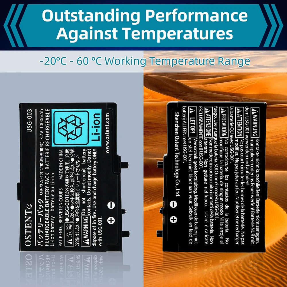 OSTENT Real Capacity 1000mAh 3.7V Rechargeable Lithium Battery+Tool Kit for Nintendo DSL NDS Lite Gamepad Replacement Battery
