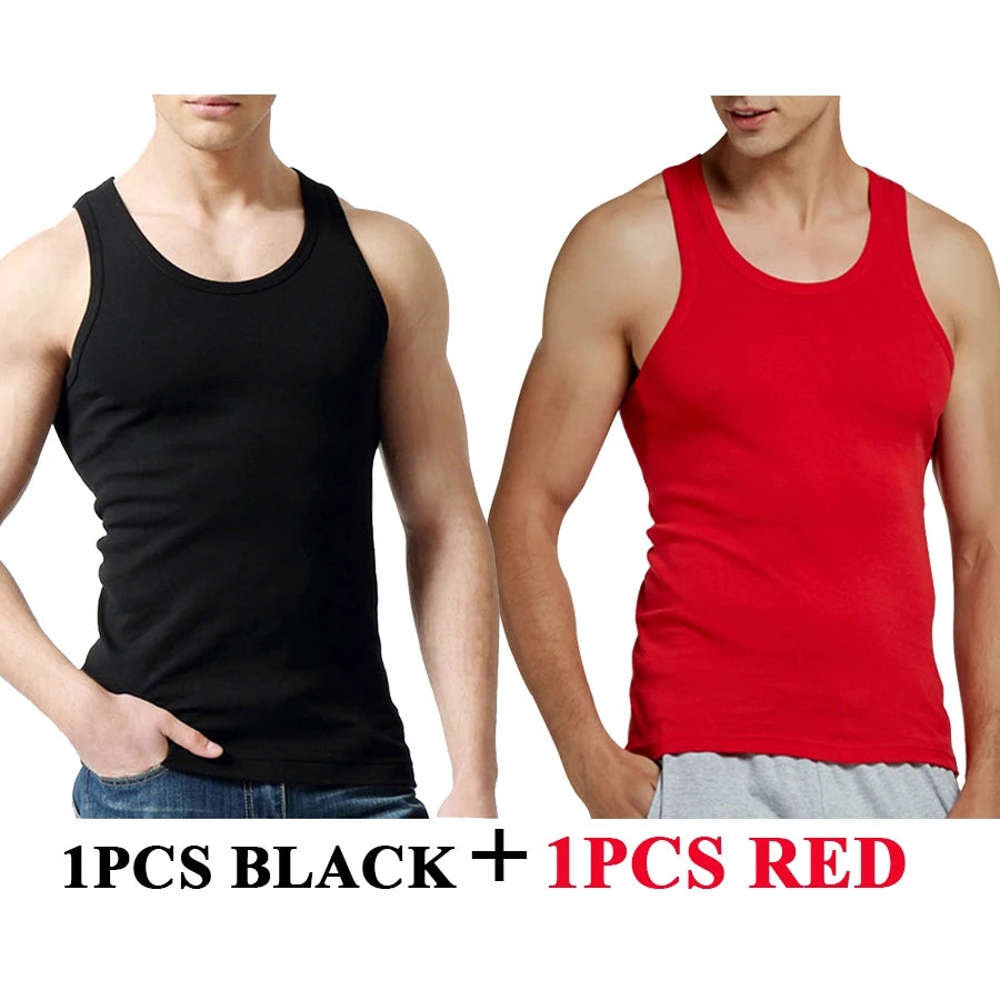 Tank Tops Men 100% Cotton Solid Vest Male Breathable Sleeveless Tops Slim Casual Gym Running Comfortable Undershirt Mens Gift