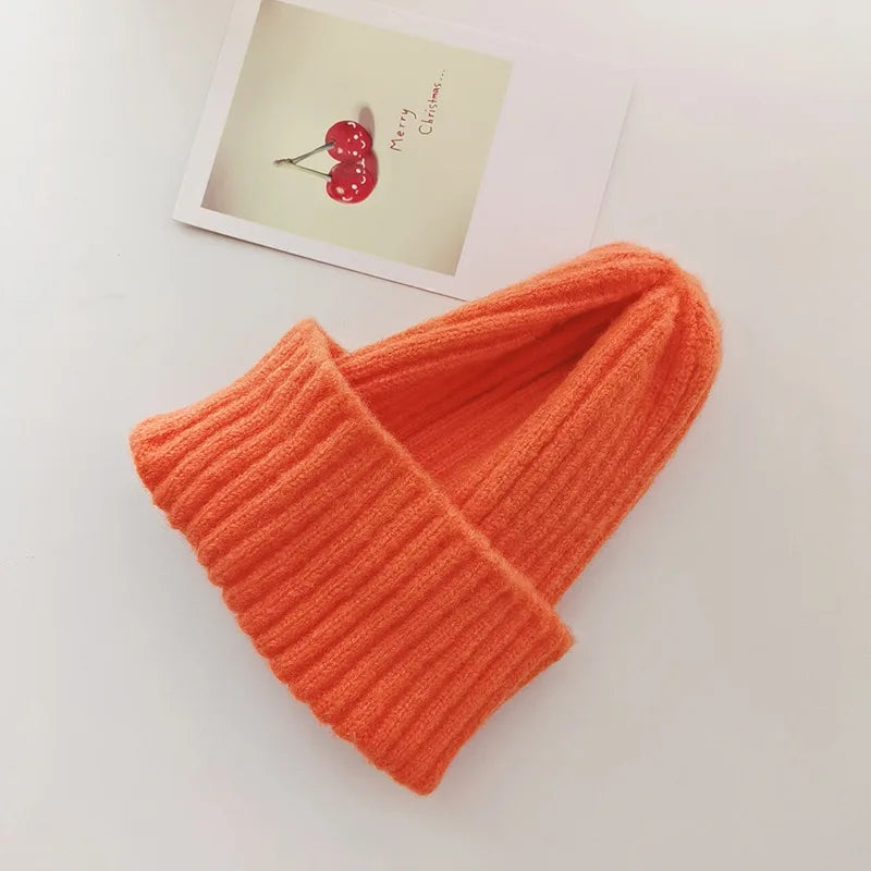 Winter Hats For Girls Boys Beanie Children Solid Color Knitted Ear Protection Keep Warm Baggy Cap Trendy Bonnet Winter Cap