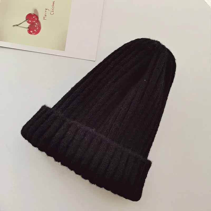 Winter Hats For Girls Boys Beanie Children Solid Color Knitted Ear Protection Keep Warm Baggy Cap Trendy Bonnet Winter Cap