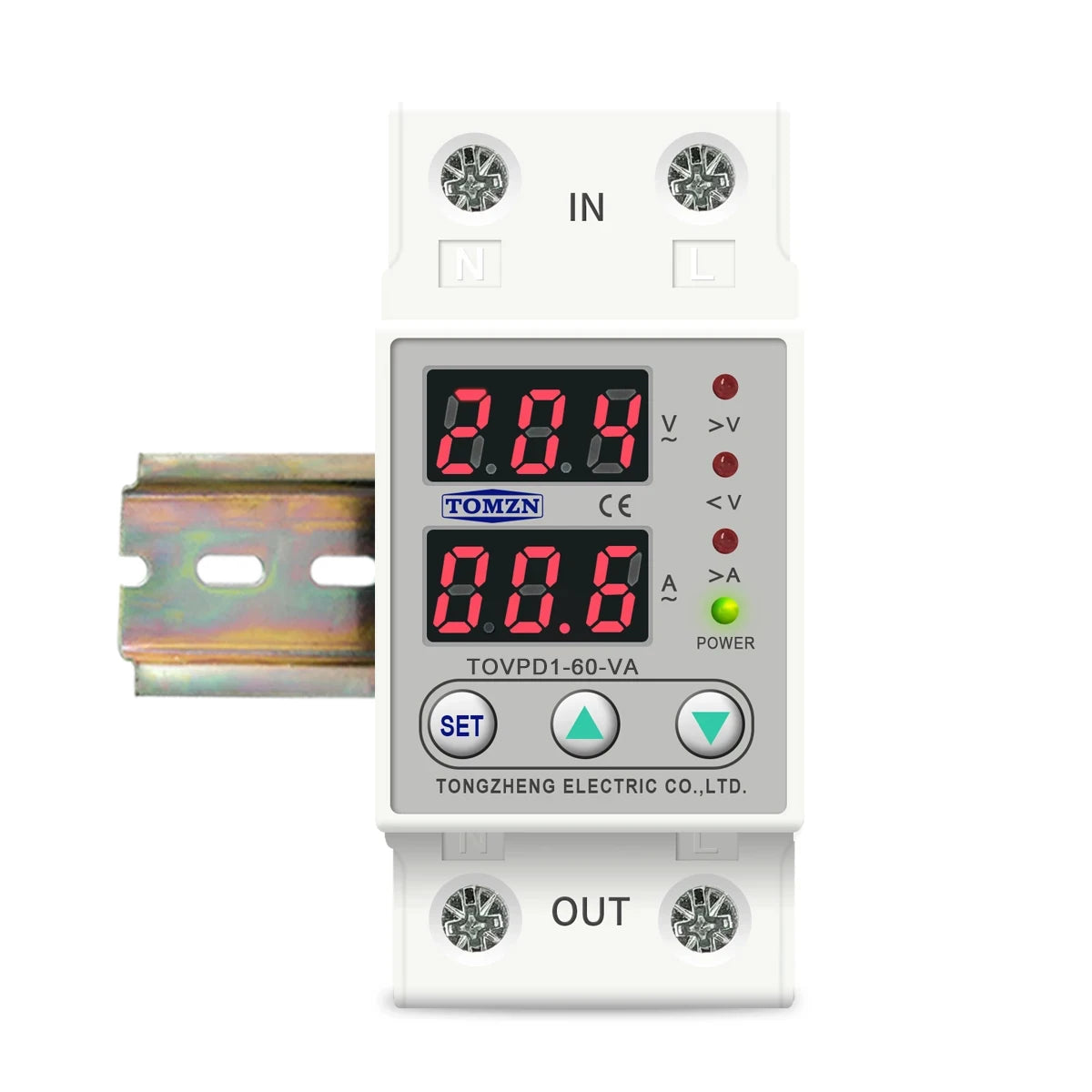 60A 230V Din Rail Adjustable Over Voltage and Under Voltage Protective Device Protector Relay TOMZN TOVPD1-63